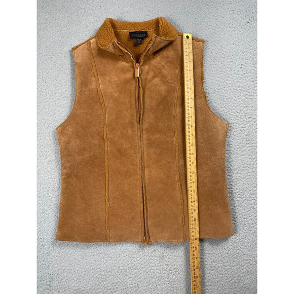 Vintage Express Womens Size M Leather Suede Sherpa Lined Full Zip Jacket Vest - Picture 5 of 14
